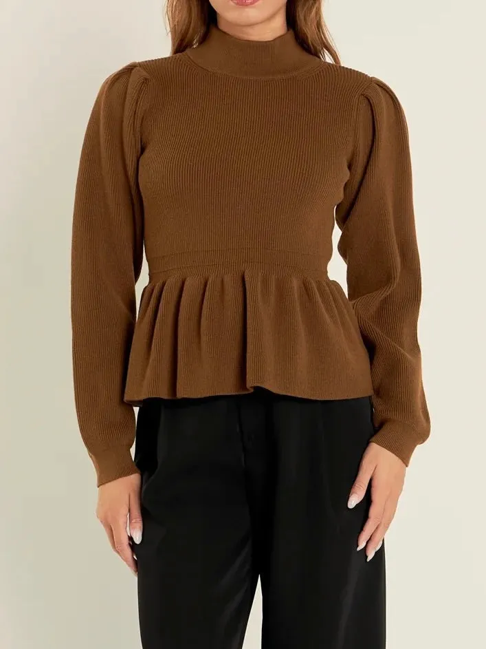 McKenzie Peplum Sweater Layered Knit Cozy Knit Piece