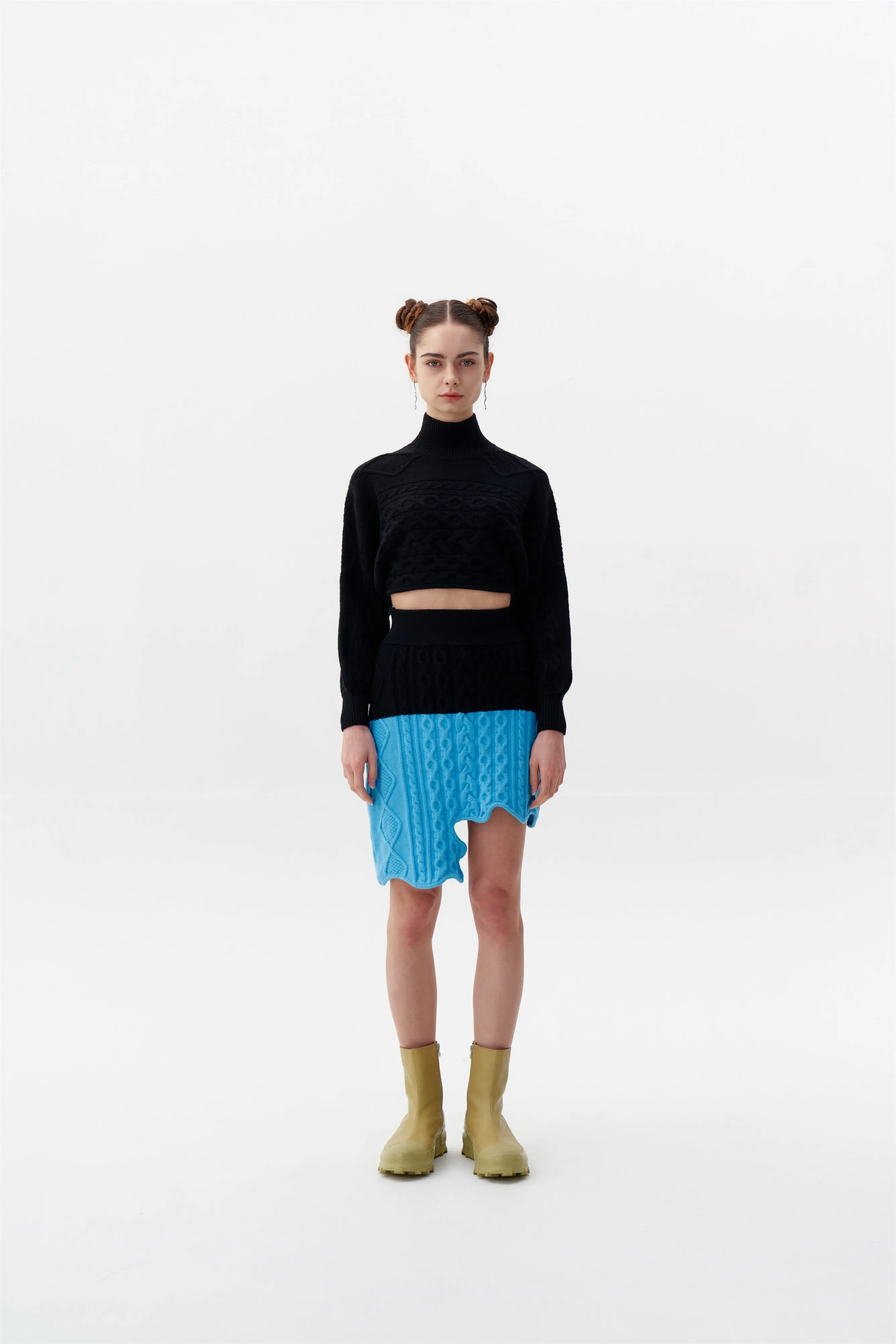 MERCURY OVERSIZED MIXED CABLE KNIT PULLOVER Four Way Stretch