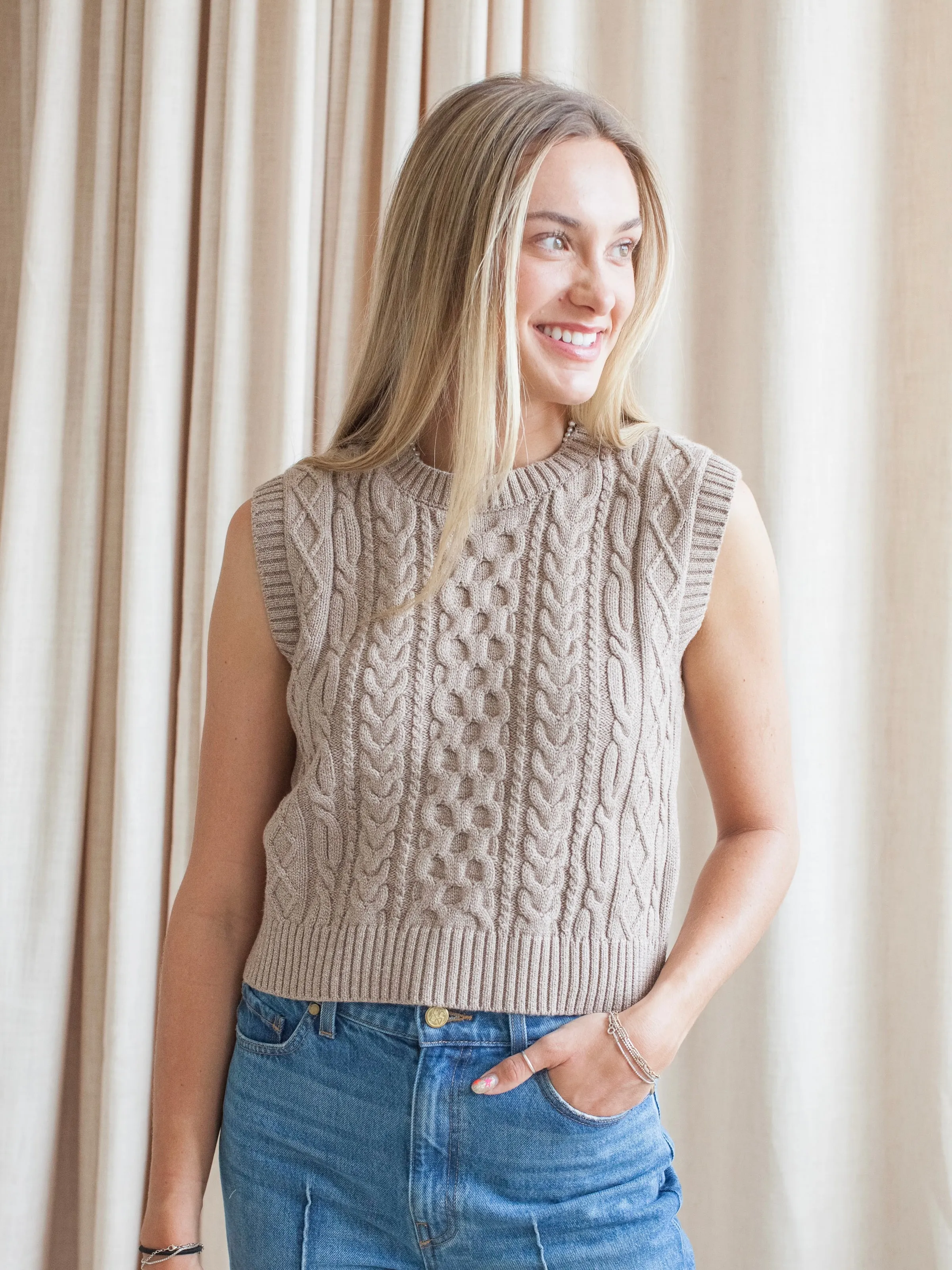 Allergen Free Processing Colby Knit Vest - Beige