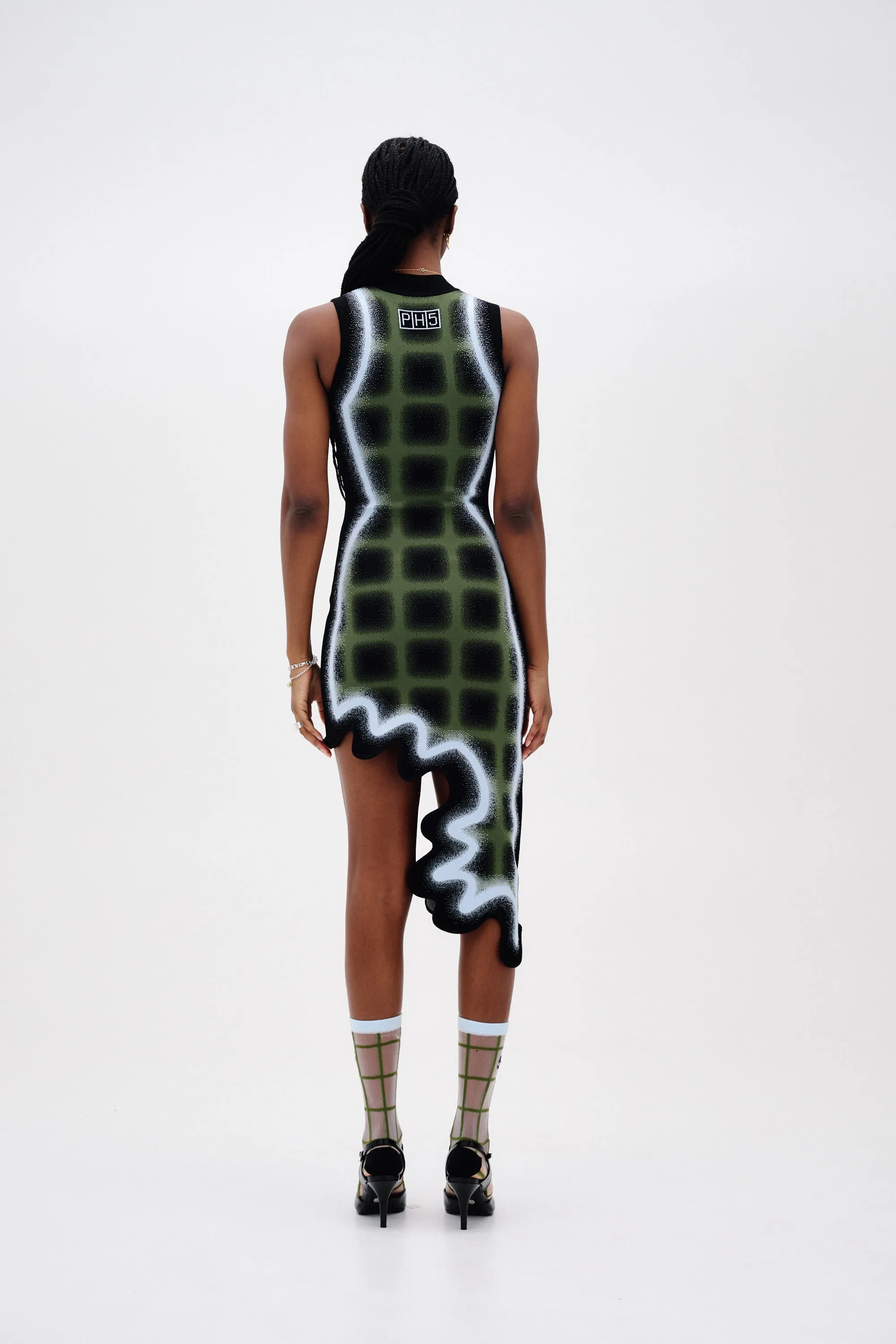 MIA WAVY PLAID DRESS Travel-friendly Air Layer