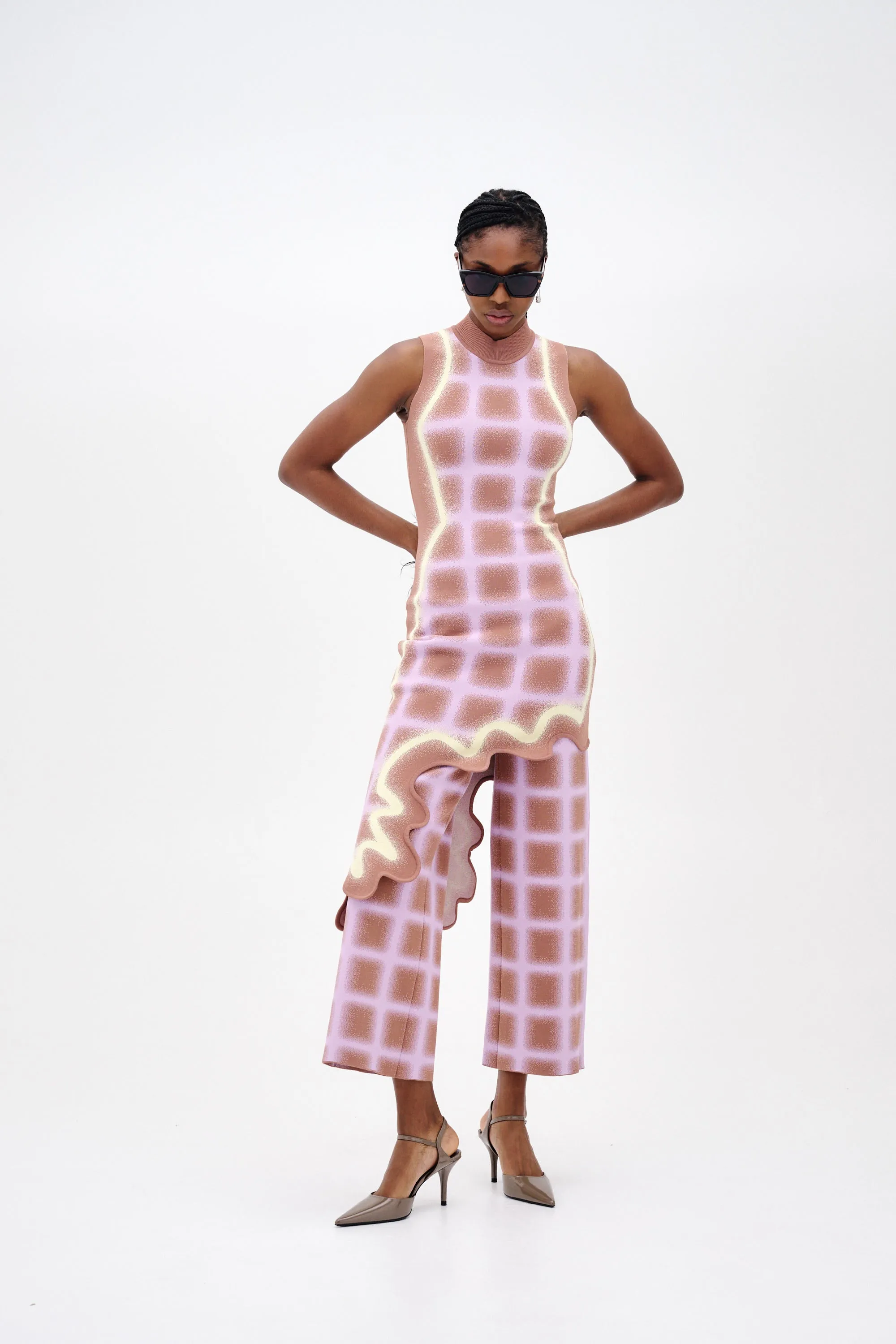 MIA WAVY PLAID DRESS Silky Mood Pure Piece