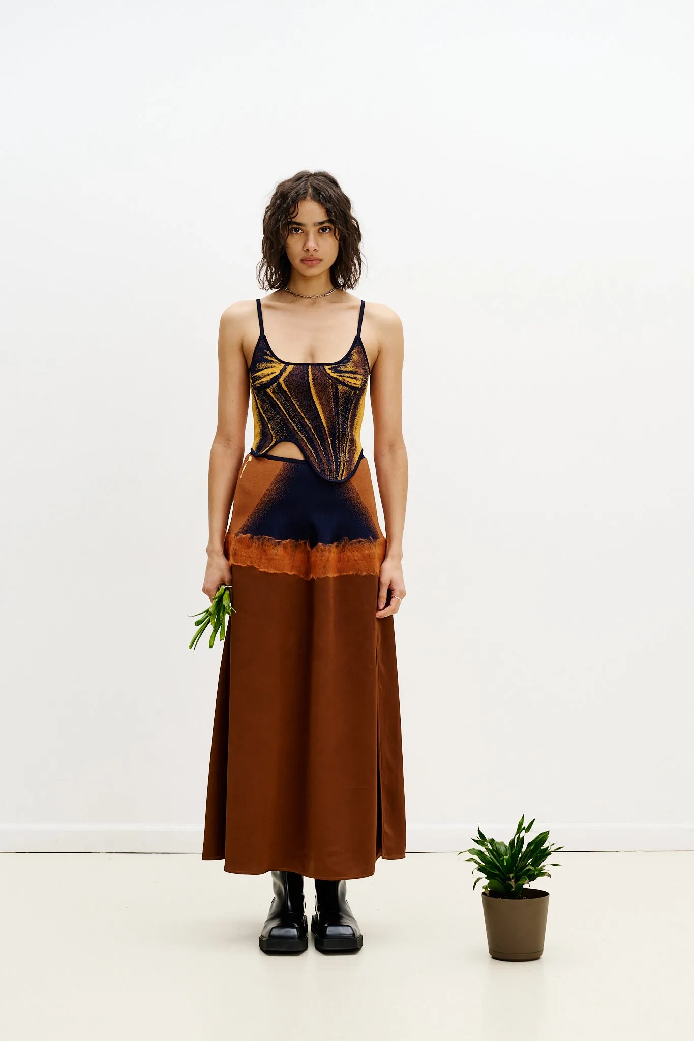 MILA DENIM PRINT TANK TOP Sweat Absorbent Inner Layer HighNeck