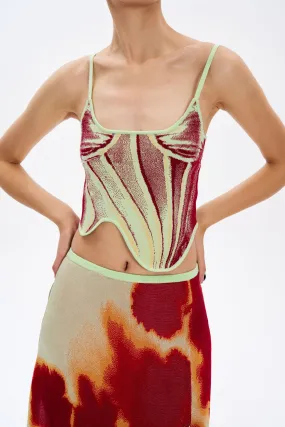 TexturedSurface ArticulatedElbowShaping MILA DENIM PRINT TANK TOP