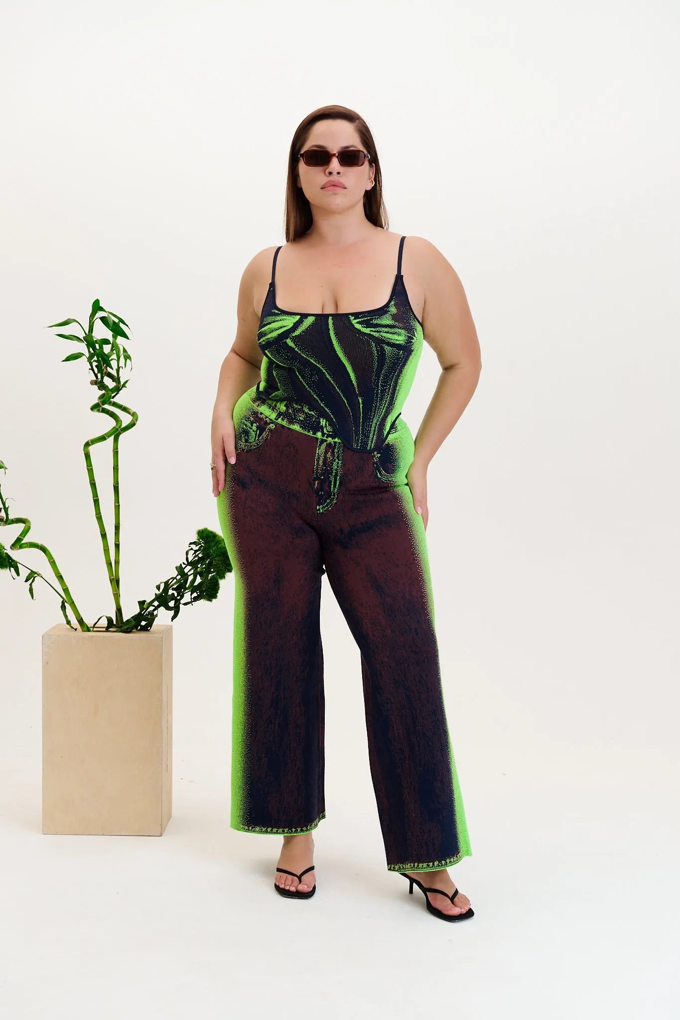 MILA DENIM PRINT TANK TOP Minimalist Aesthetic CrossGrain Fabric