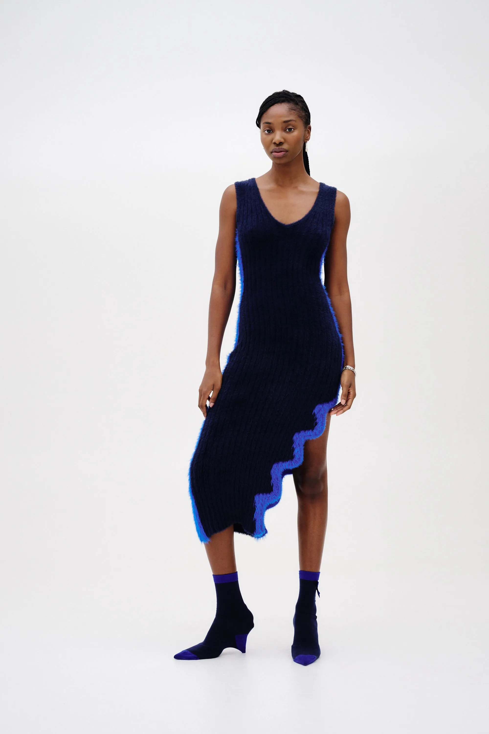 MILEY FAUX FUR REVERSIBLE LONG DRESS vacation look Wide Swing