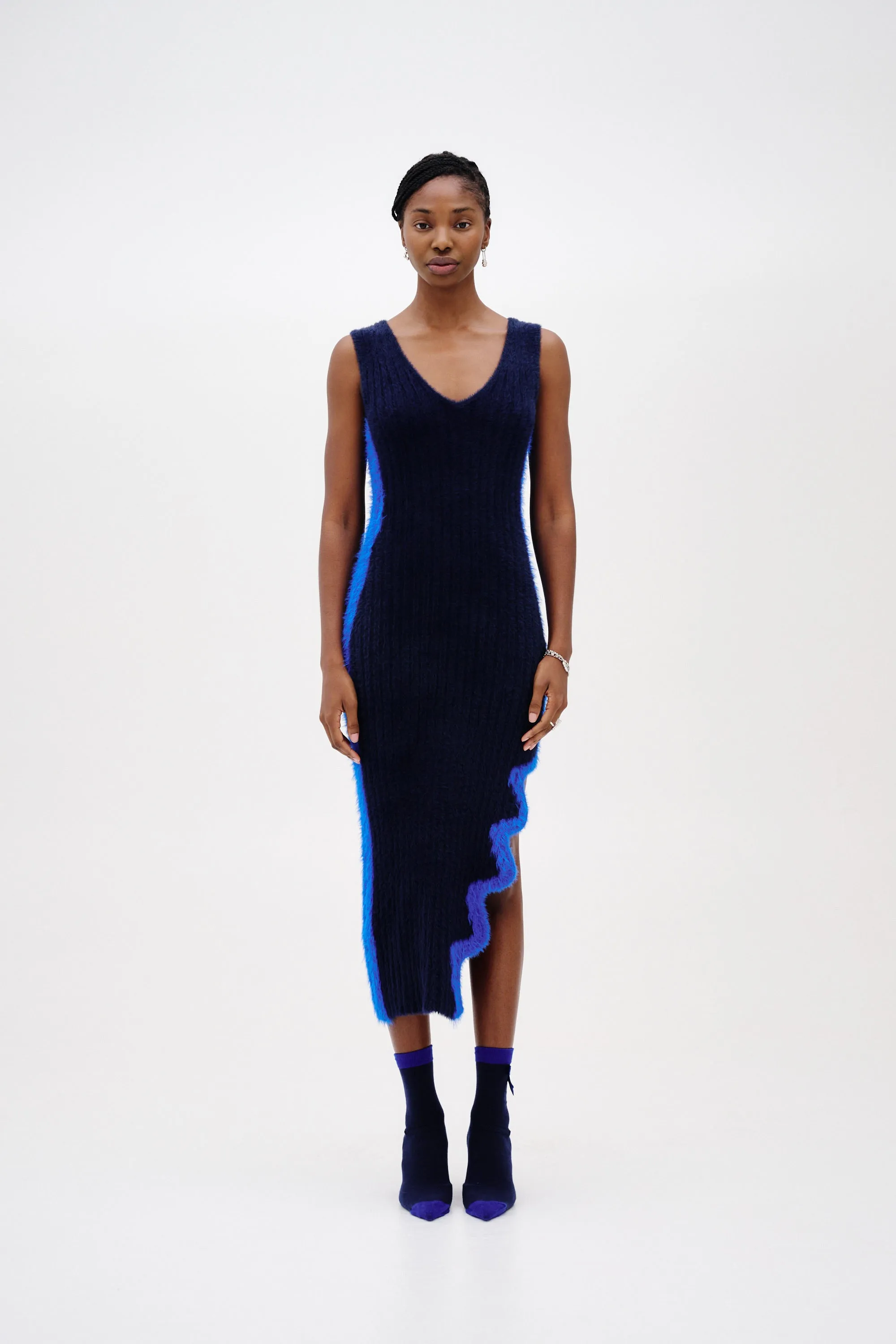 classic waist Premium Fabric MILEY FAUX FUR REVERSIBLE LONG DRESS