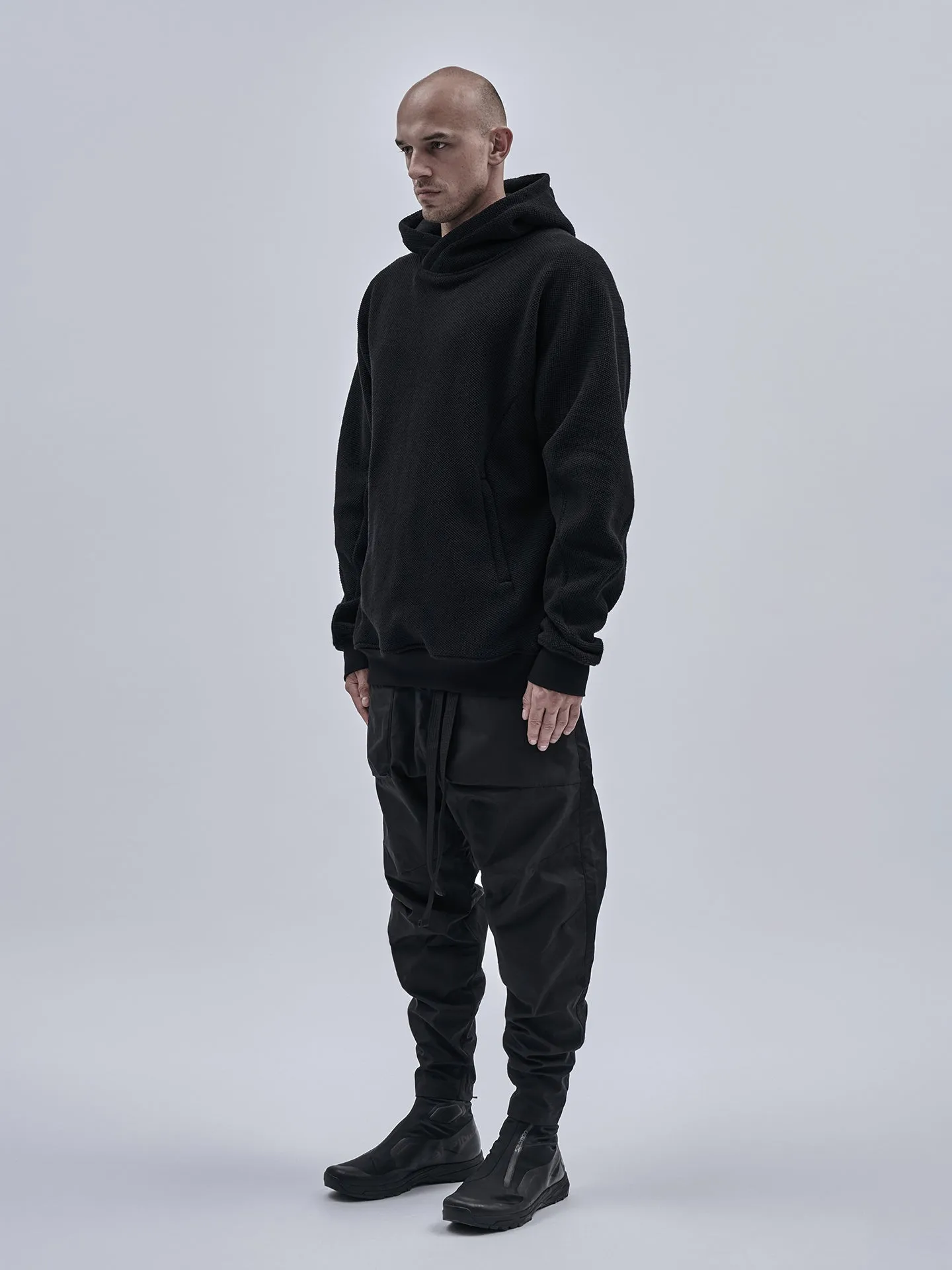 ehitu hoodie textured cotton jersey black Casual Hoodie Style