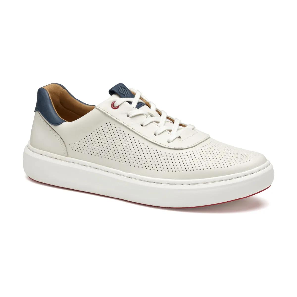Johnston & Murphy Men's Anders Perfed U-Throat White Full Grain Flexible Cushioning Shock Comfort