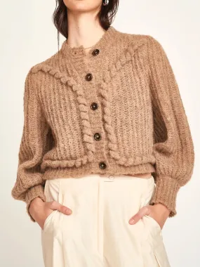 Quick Comfort Cozy Fit Wear Mirth Moritz Embroidered Cardigan in Brownie
