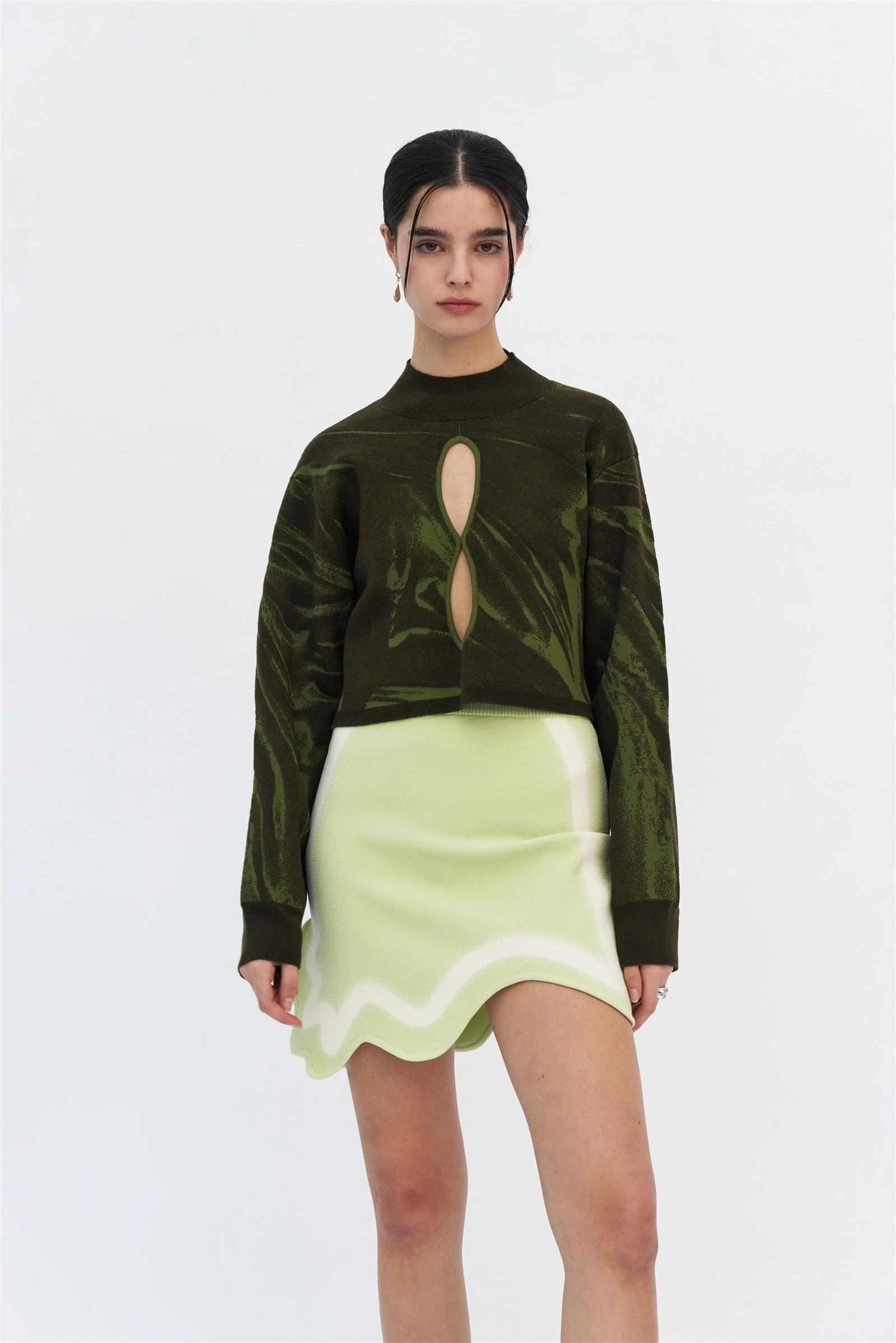 MISO RUCHED CASHMERE COTTON PULLOVER Stretchable Waistband