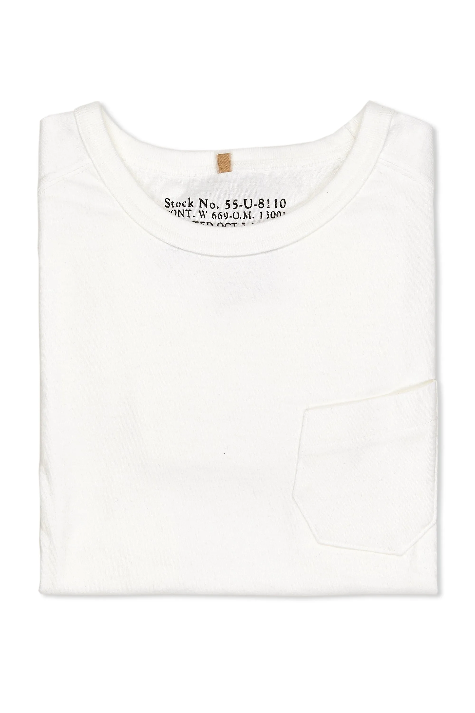 Nigel Cabourn Ladies White New Basic Pocket T-Shirt stain resistant coating