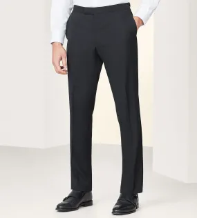 Modern Fit Black Solid Tuxedo Pants ReinforcedPockets