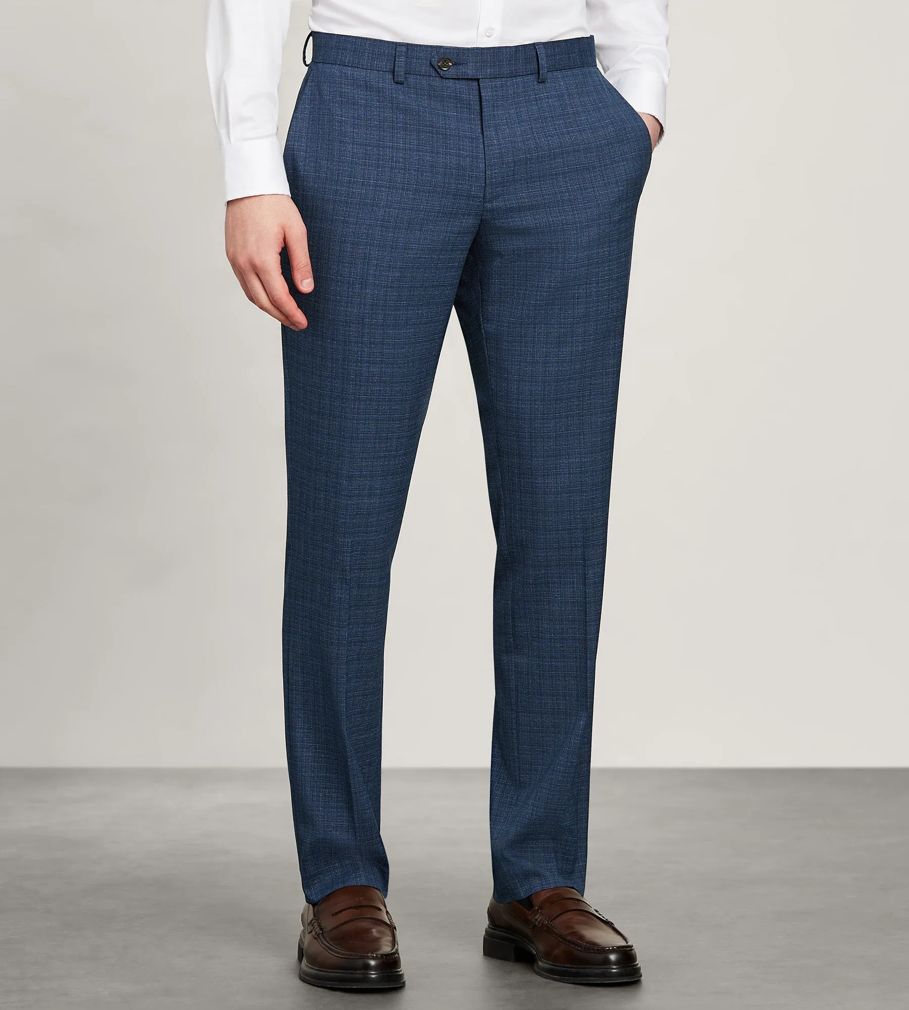 Flexible Layer Modern Fit Blue Check Suit Pants