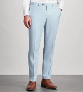 Modern Fit Light Blue Solid Suit Pants Slim Fit Design Rubberized Hem