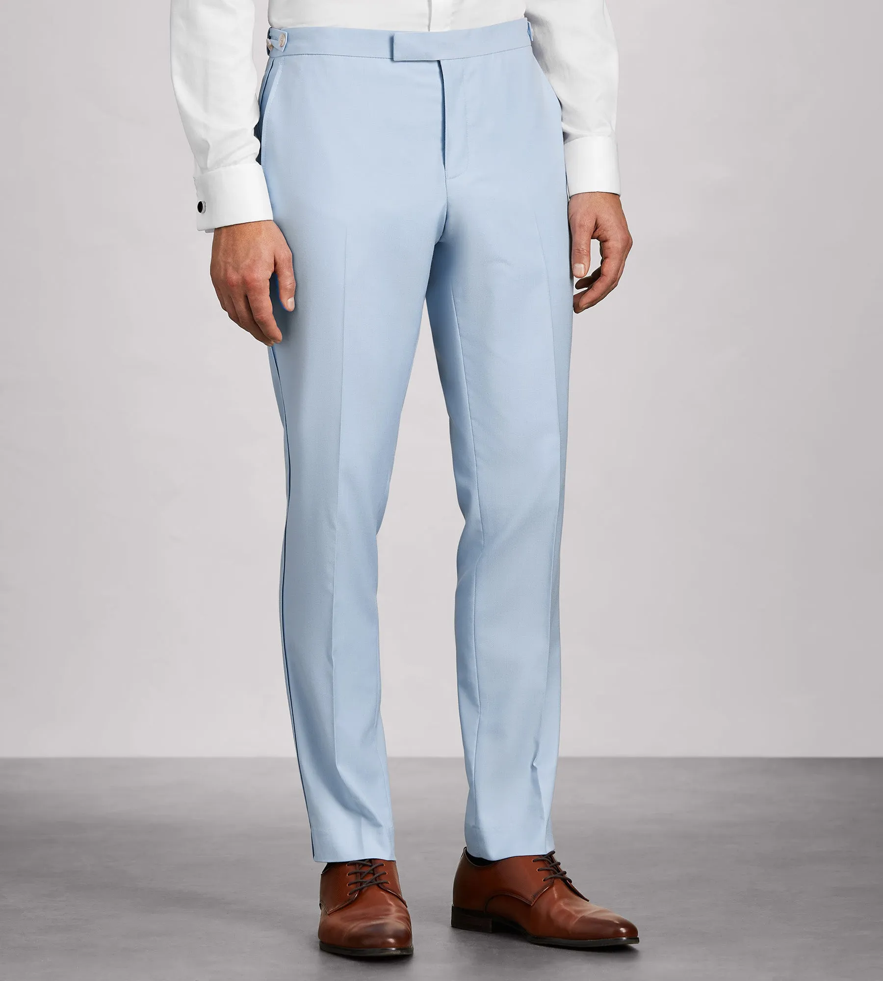 Bi Stretch Fabric Day Ready Modern Fit Light Blue Solid Tuxedo Pants