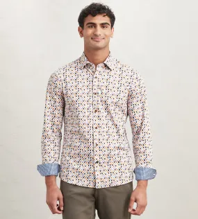 Modern Fit Long Sleeve Diamond Pattern 360 Stretch Casual Shirt Country Escape