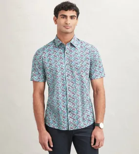 Neutral Tones birthday party Modern Fit Short Sleeve Leaf Pattern 360 Stretch Casual Shirt
