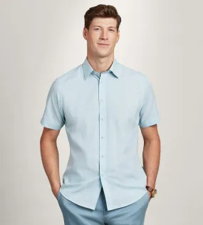 Soft touch finish Modern Fit Short Sleeve Linen Like Solid Casual Shirt
