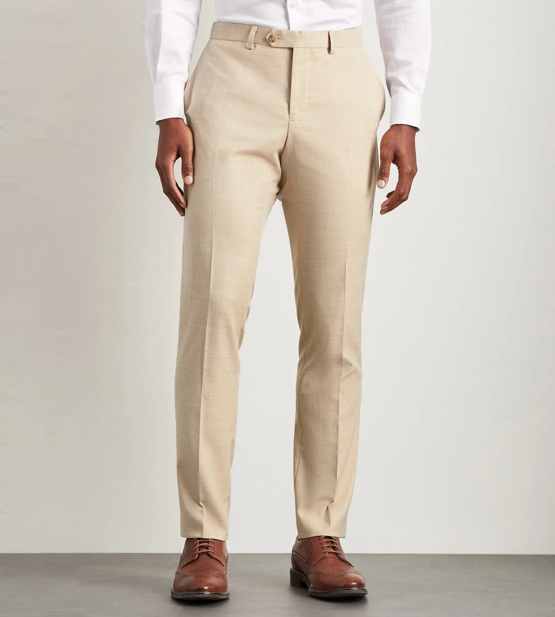 Modern Fit Wheat Solid Suit Pants Flex Wear Core Cut