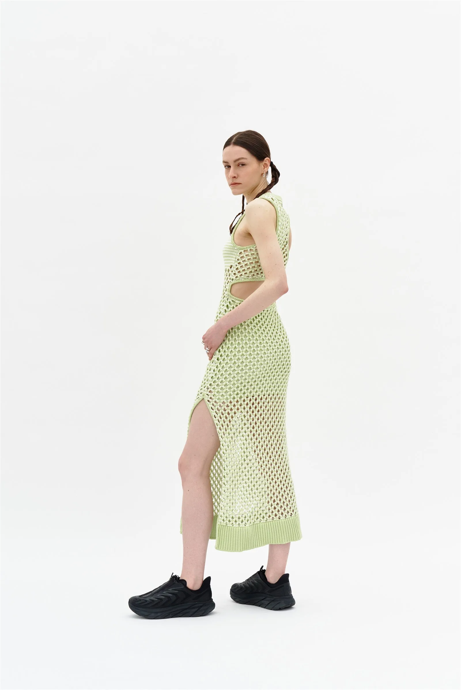 Minimal Touch Elegant Fabric MORGAN CROCHET LONG TANK DRESS