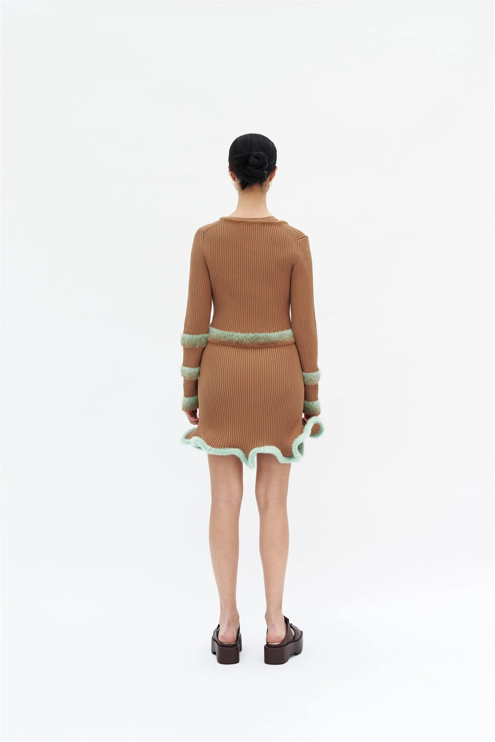 Street Comfort MOROSE FAUX FUR TRIMMED CROPPED CARDIGAN