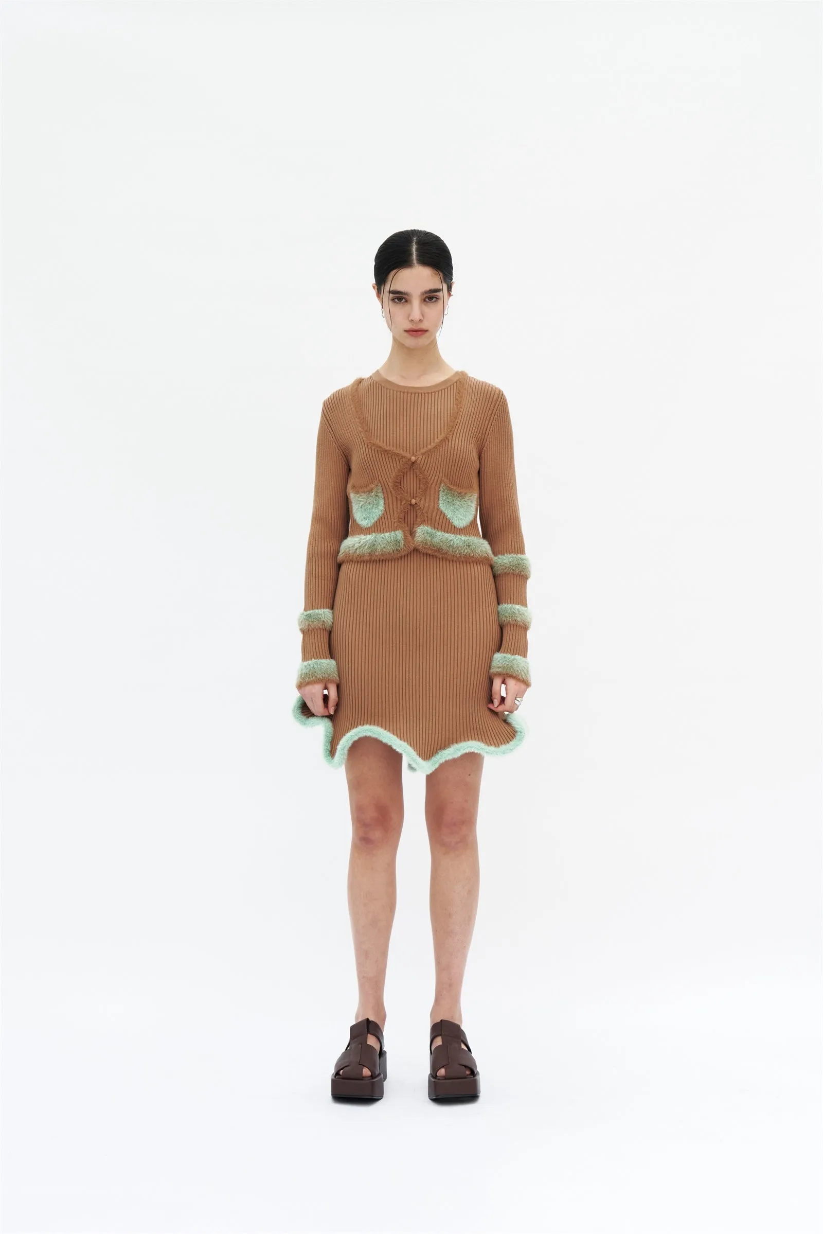 MOROSE FAUX FUR TRIMMED CROPPED CARDIGAN Everyday Layer Style Cozy Hood Detail