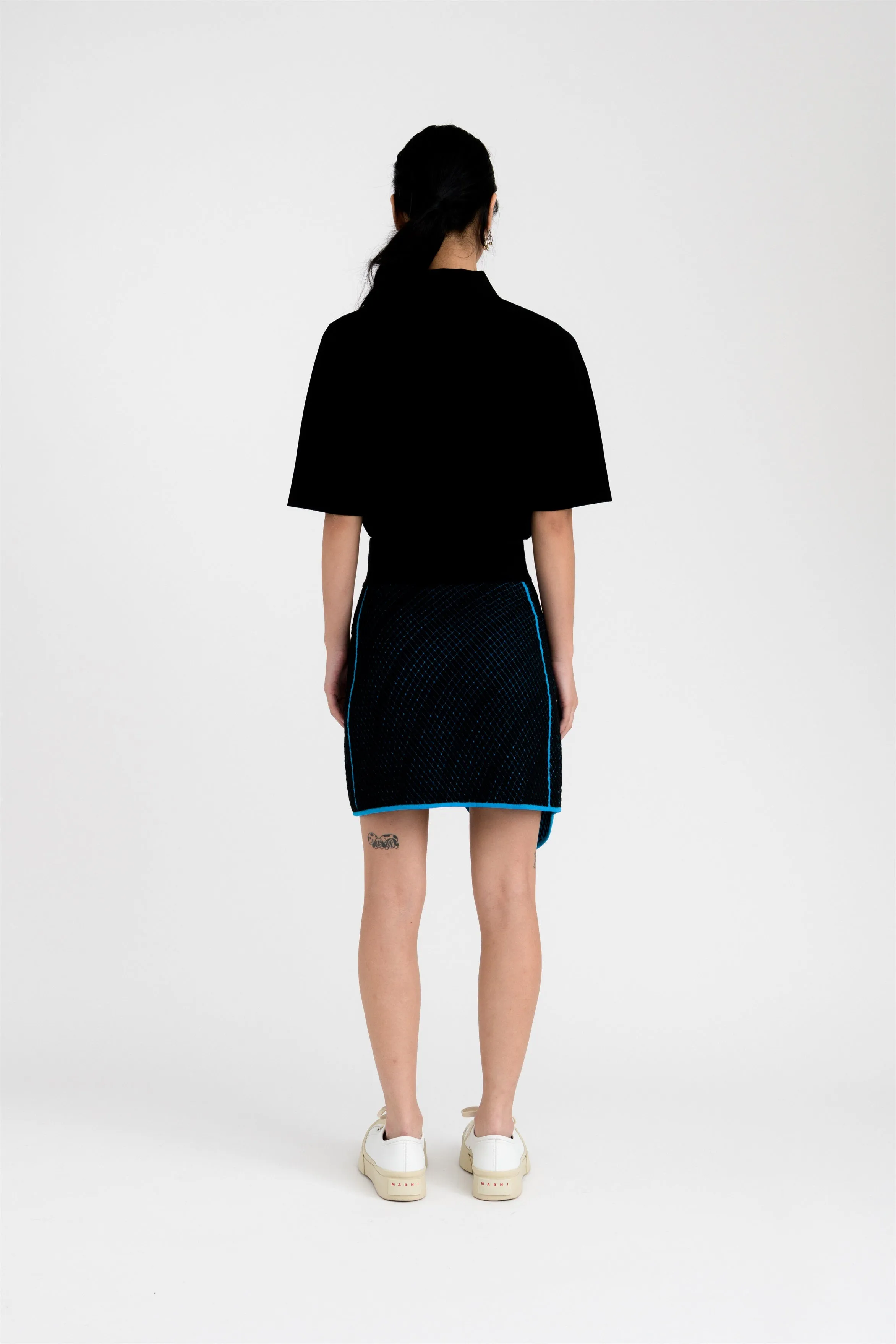 Compact Storage Comfort Fit MOROSE PILLOW STITCH WAVY MINI SKIRT