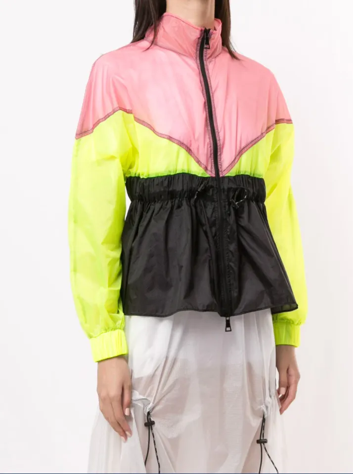 MULTI COLOUR CINCHED JACKET NEON CORAL / NEON LIME / BLACK Static Dissipating Threading Moisture Wicking Inner Layer