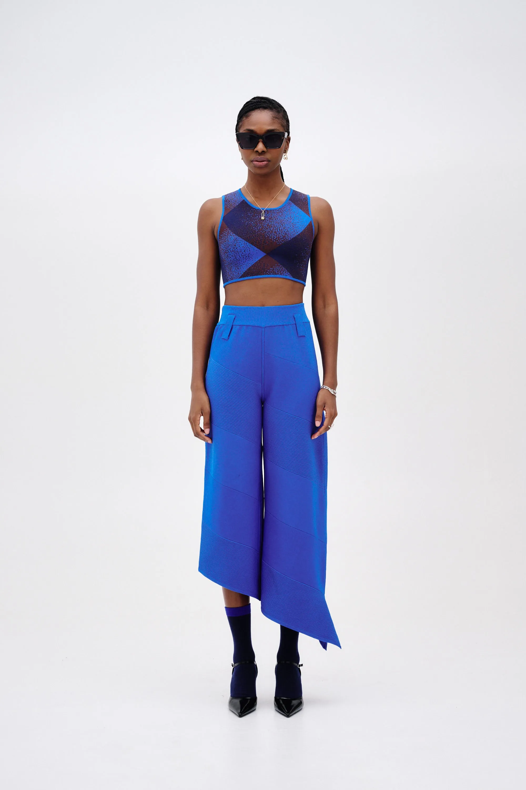 JUDE CROPPED PLAID TOP Flexible Hemline