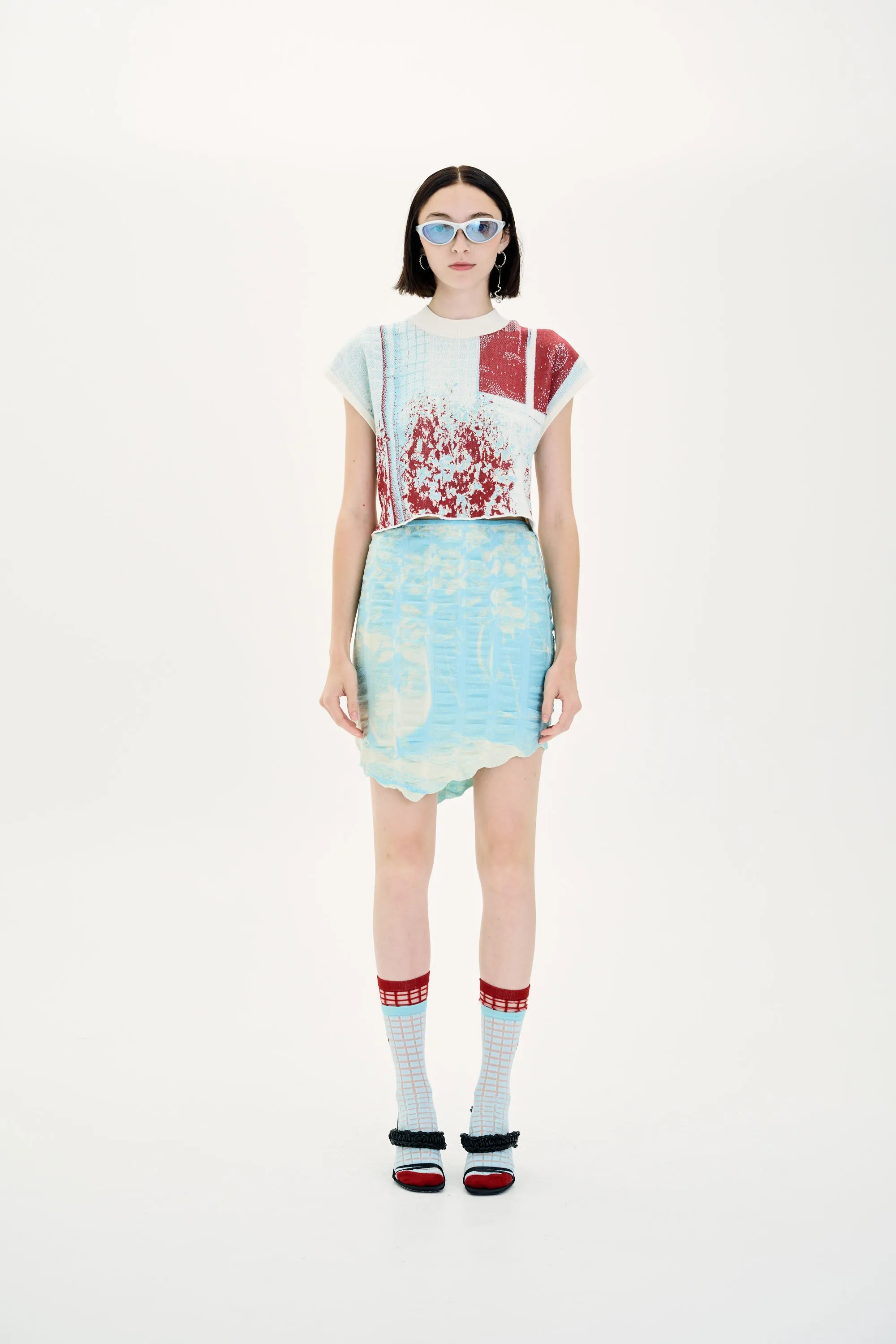 RABENDA TREE PRINT BOXY CROPPED TOP Anti Pilling Finish