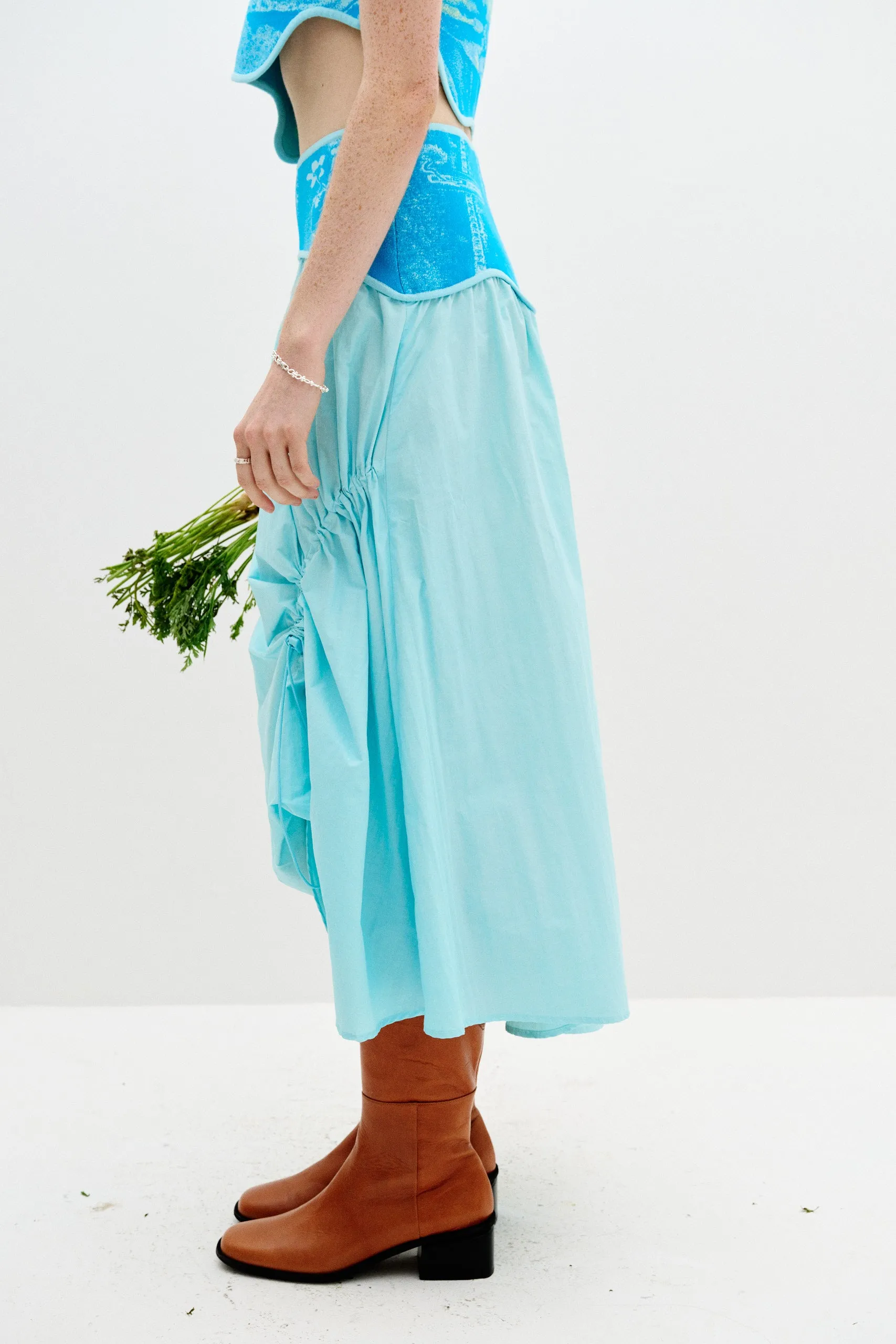 Layering Piece Tear Resistant Fabric PEONY MIXED MEDIA MAXI SKIRT