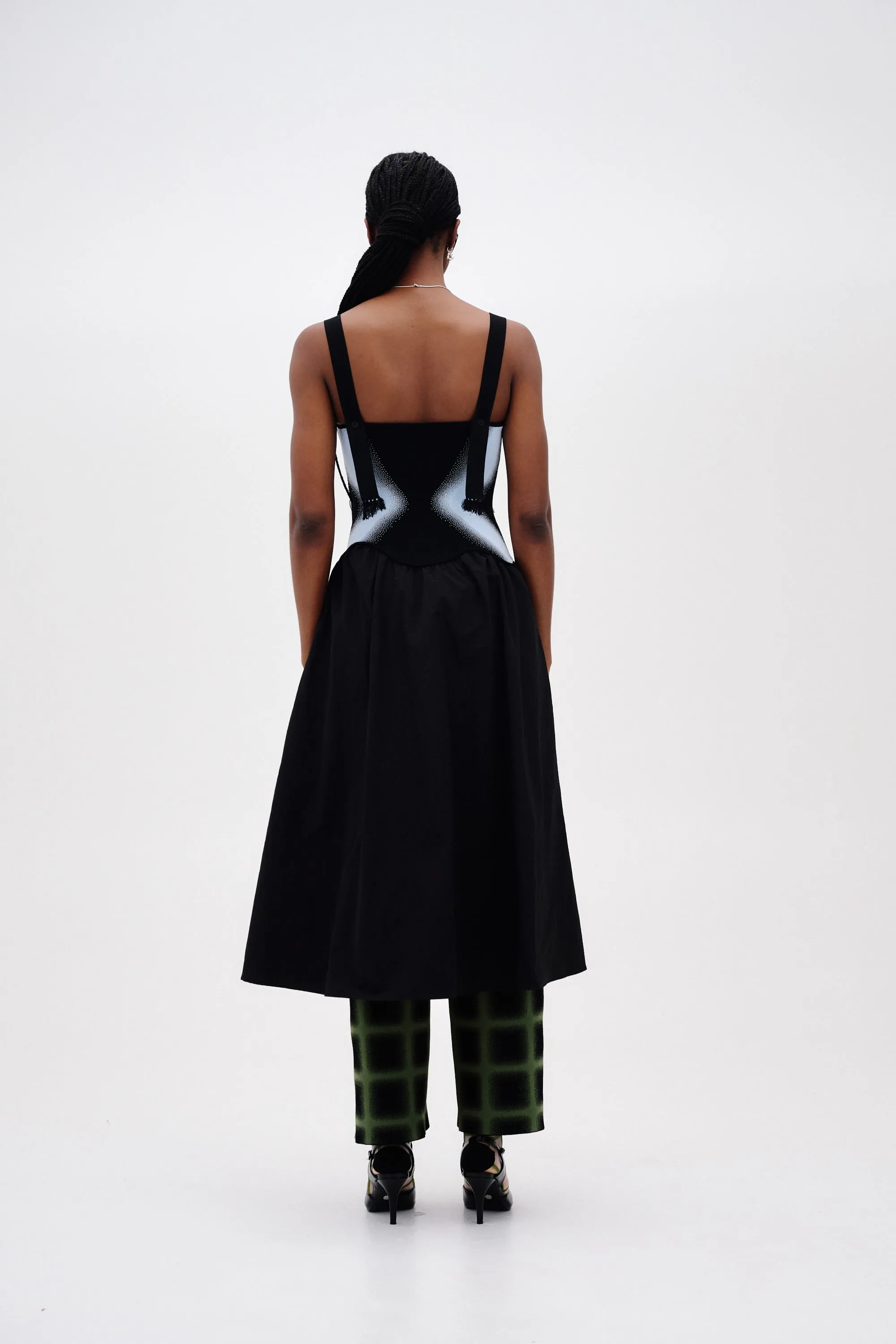 MUSHU MIXED MEDIA TANK DRESS Subtle Lines Graceful Ease