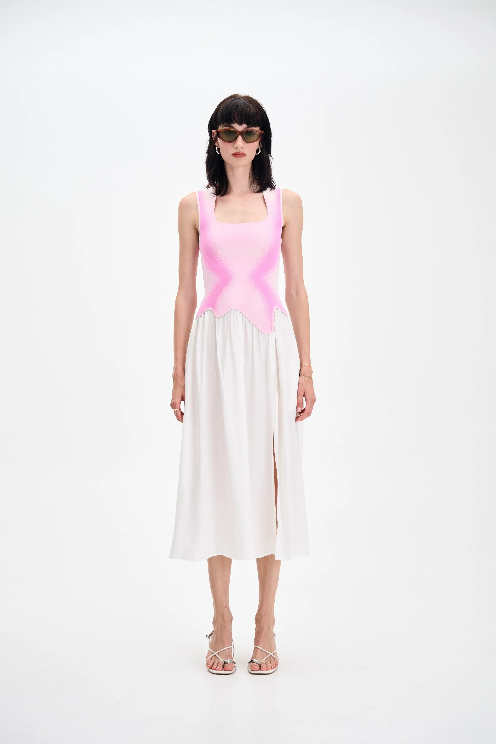 Deep Hue NAGINI MIXED MEDIA DRESS