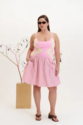 Flattering Look Fit NAOMI MIXED MEDIA MINI DRESS