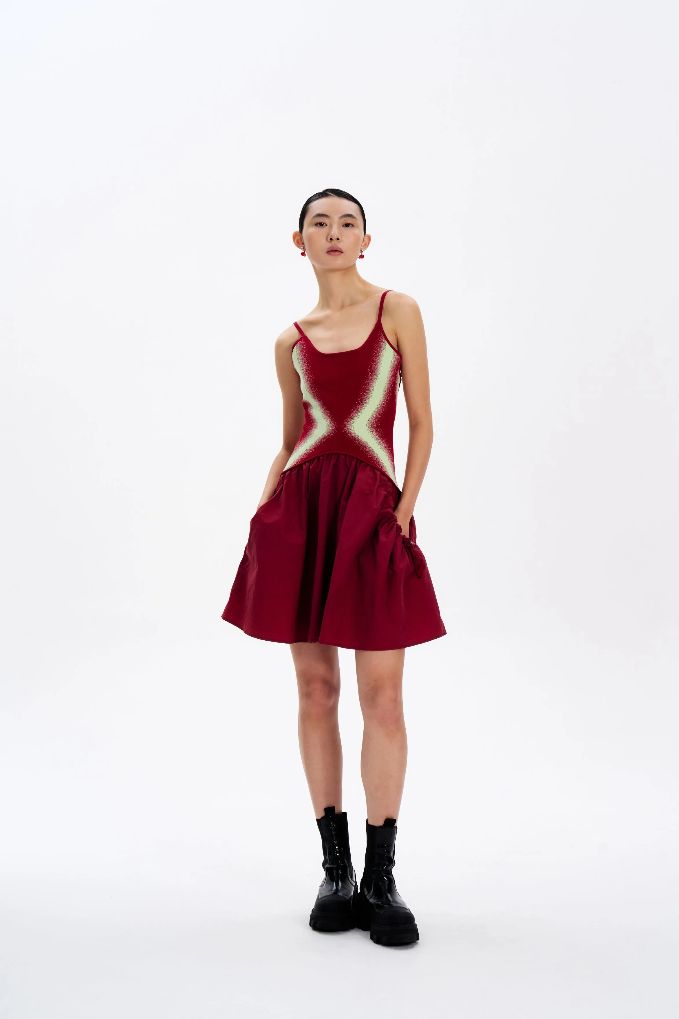 Timeless Waist Pleat Breeze NAOMI MIXED MEDIA MINI DRESS