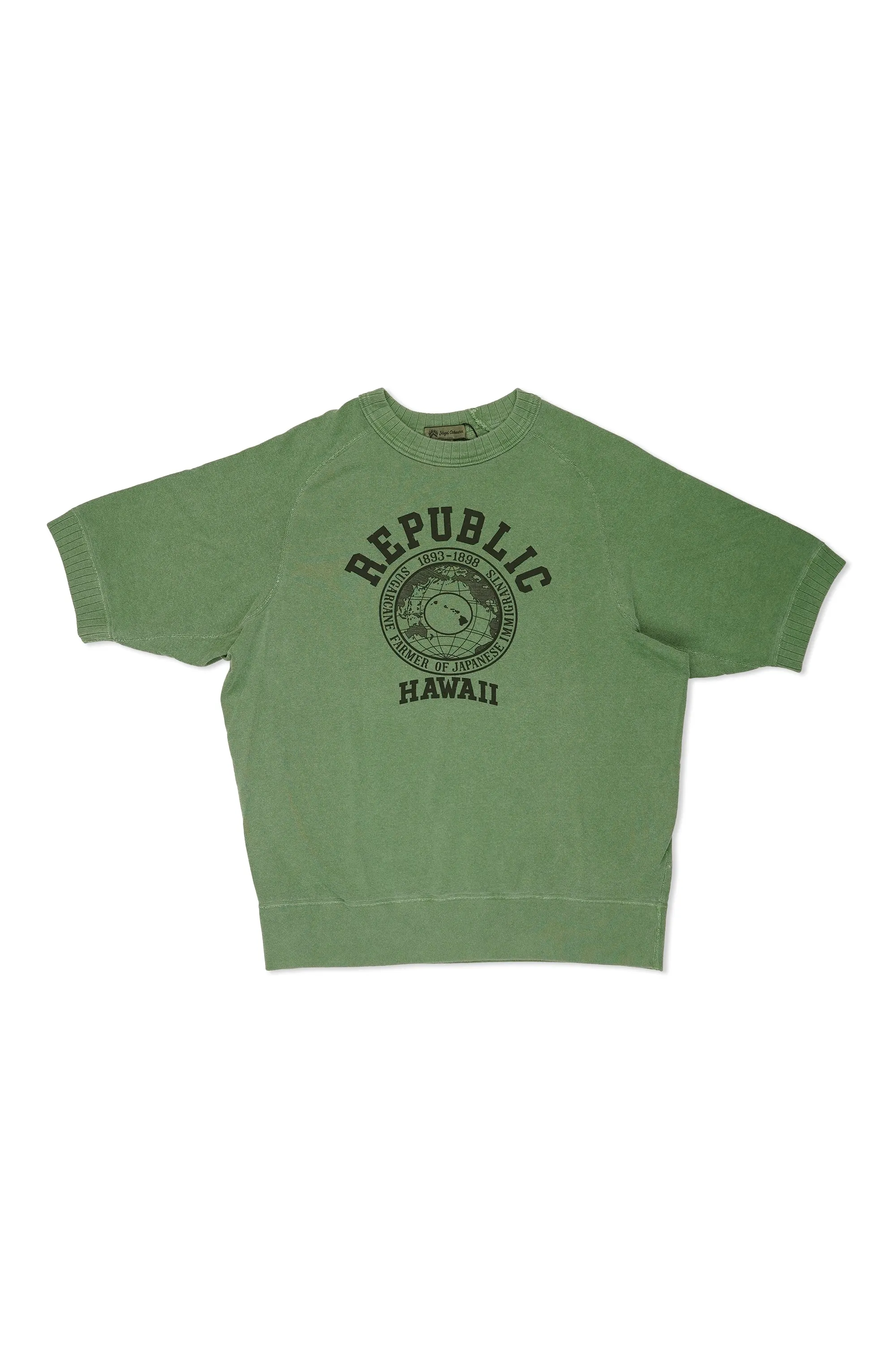 Nigel Cabourn Green Cotton Print Short Sleeve Sweatshirt Versatile Design hypoallergenic