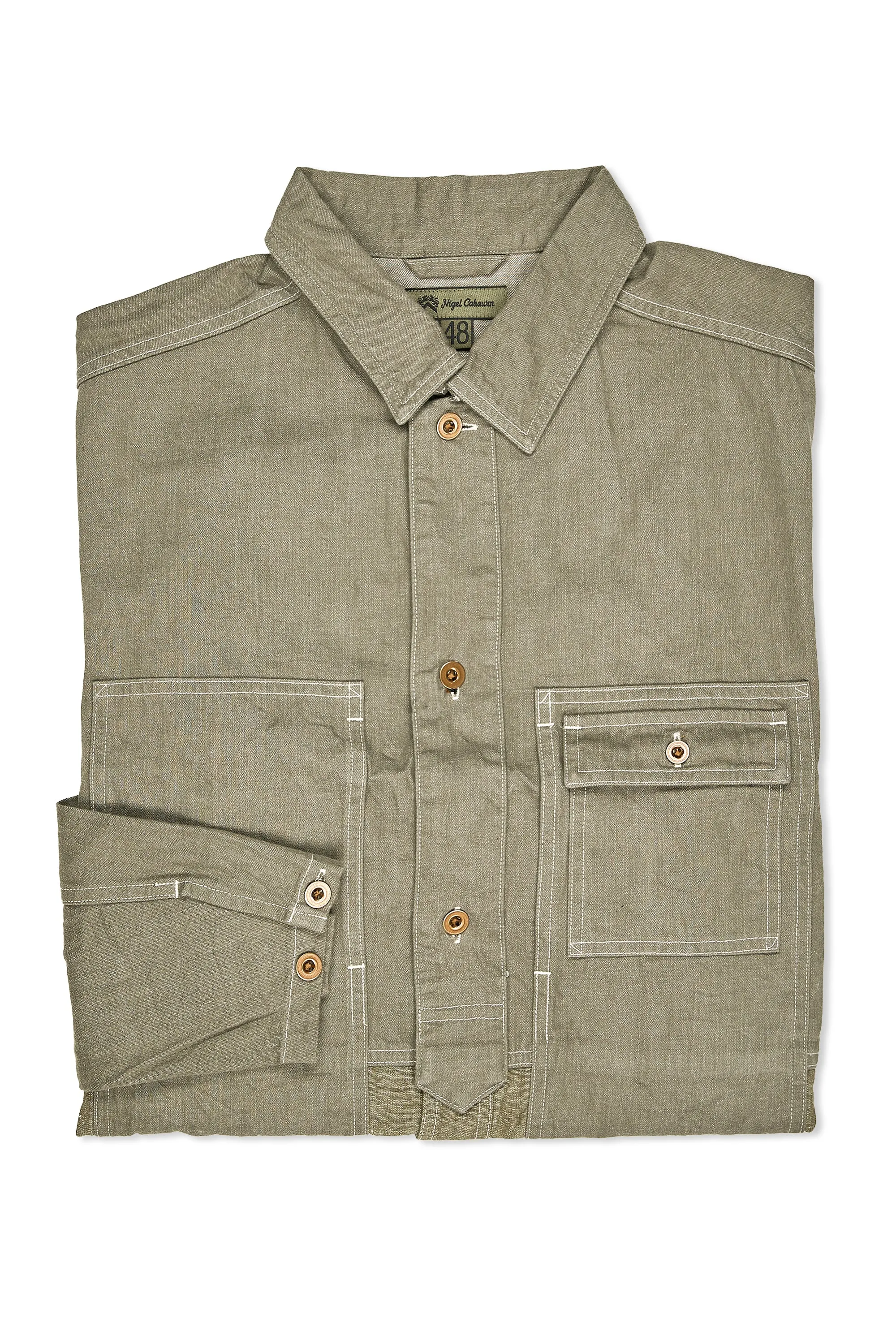 Chill Fit Nigel Cabourn Green Utility T2 10oz Denim Shirt