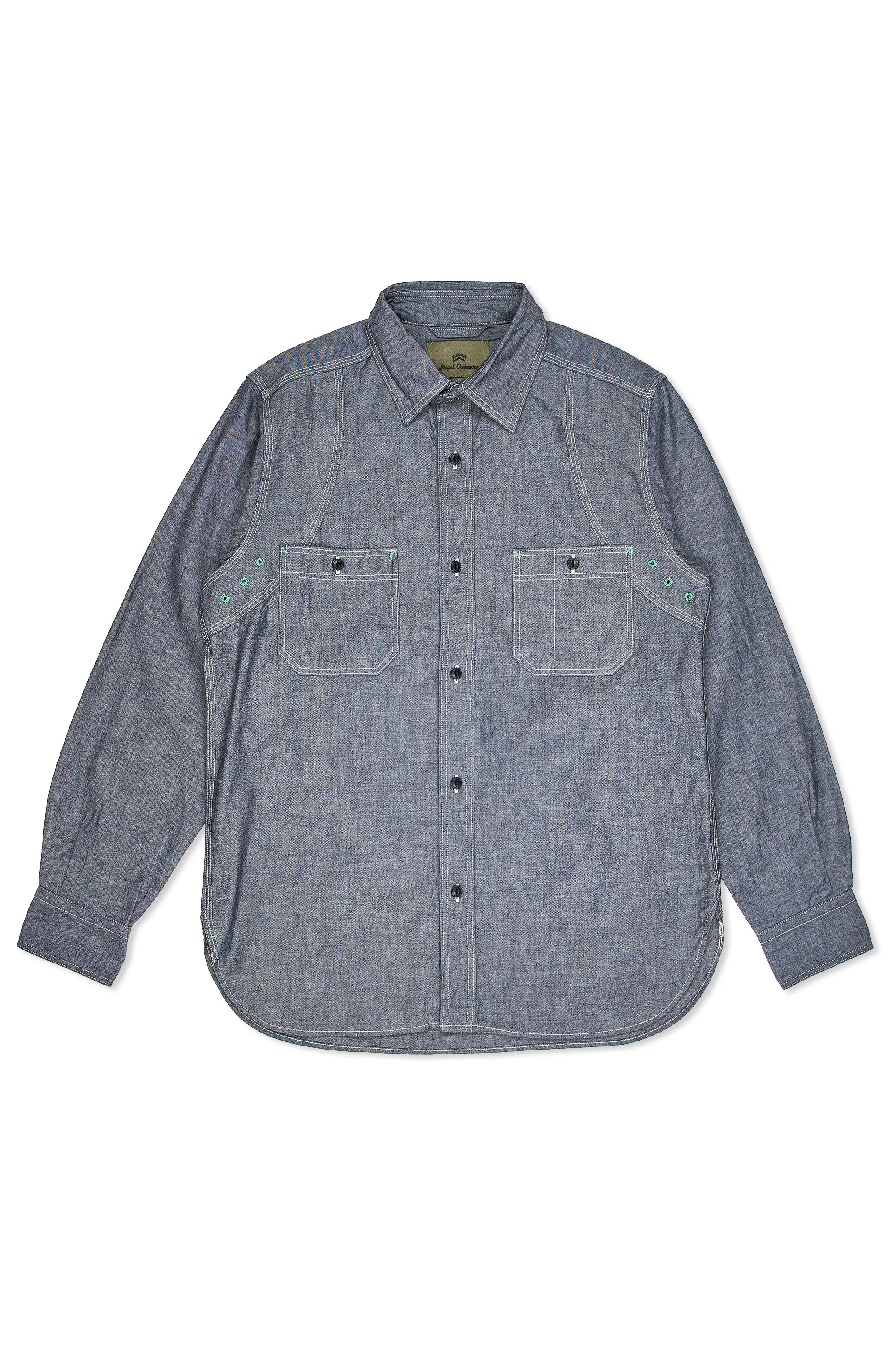 Nigel Cabourn Indigo Cotton New Medical Shirt Winter Layering