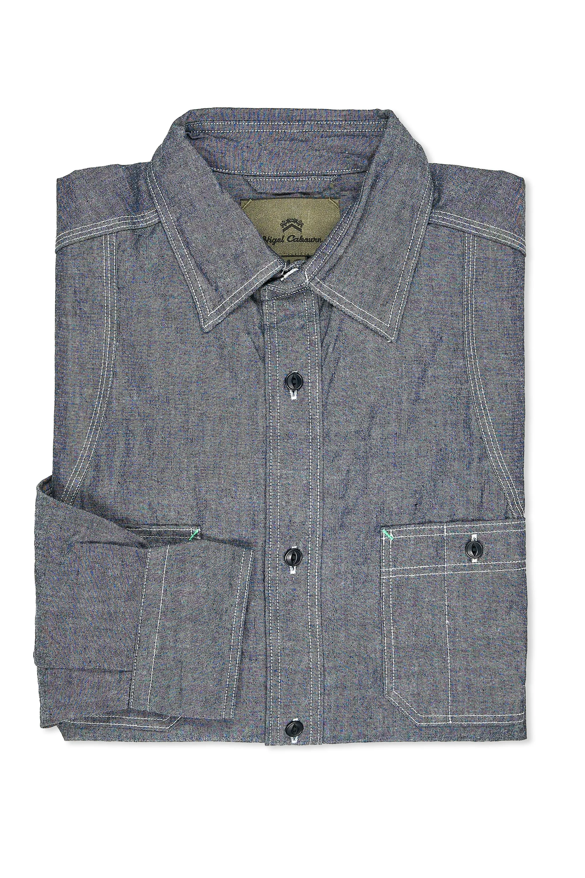 Nigel Cabourn Indigo Cotton New Medical Shirt Minimalist Fit