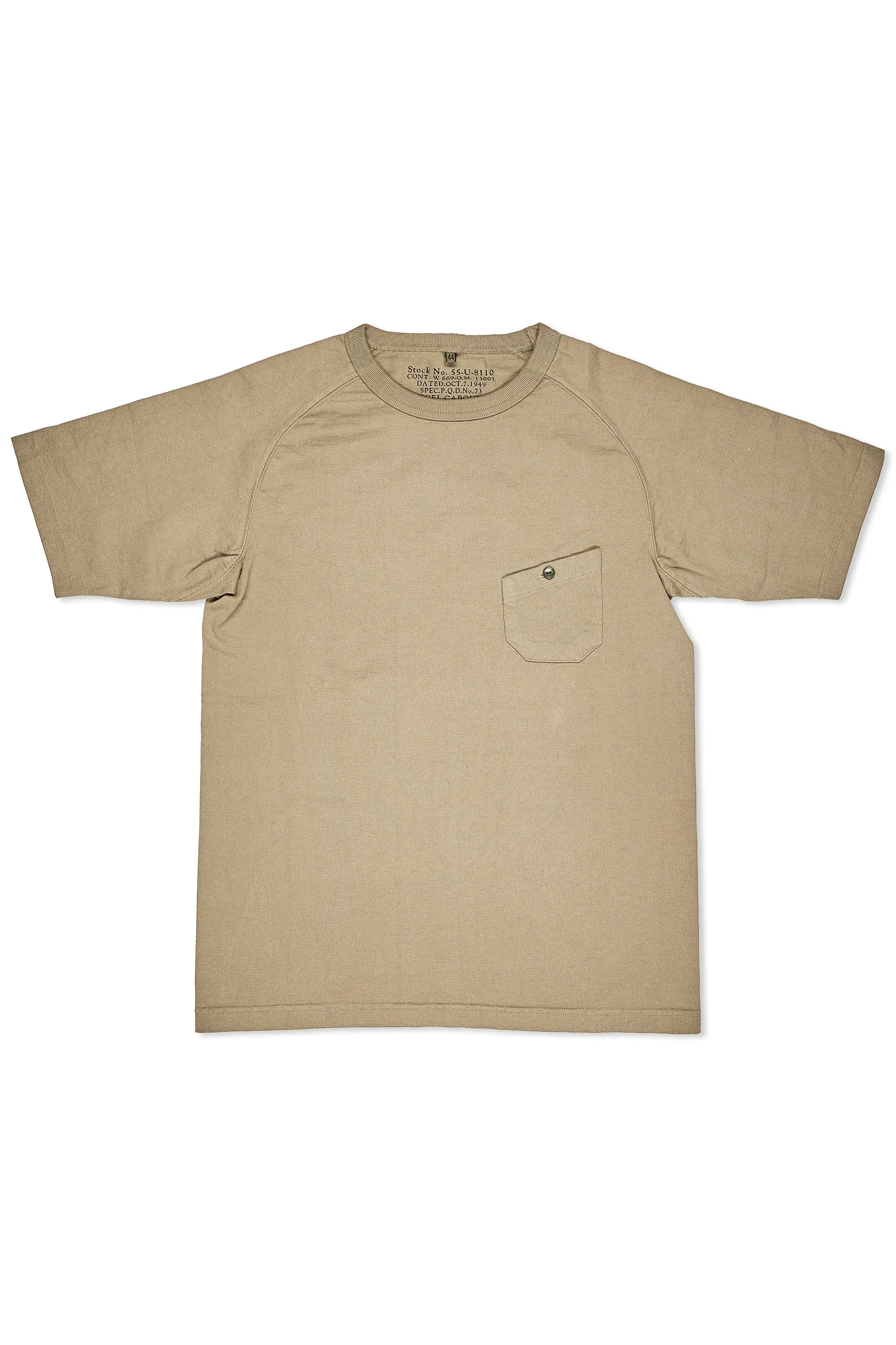 Reinforced Seams Nigel Cabourn Khaki Green 9.5oz Basic T-shirt