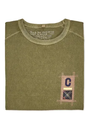 Subtle patterns Nigel Cabourn Ladies Green Badges Cotton Long T-Shirt