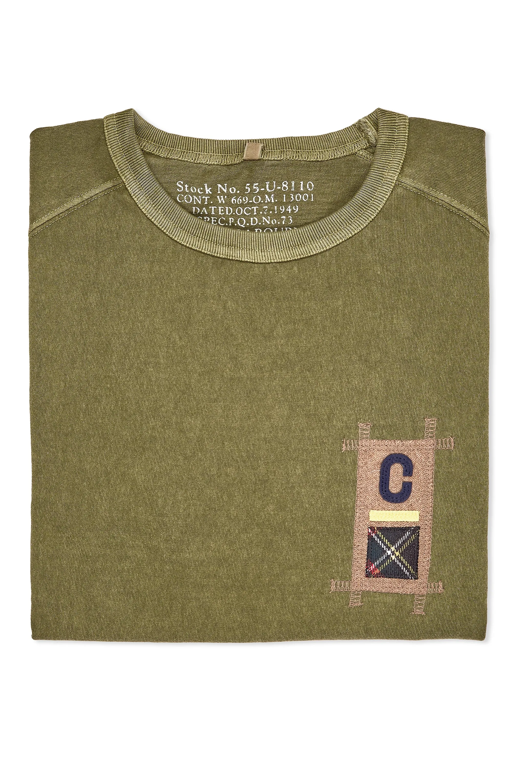 Subtle patterns Nigel Cabourn Ladies Green Badges Cotton Long T-Shirt