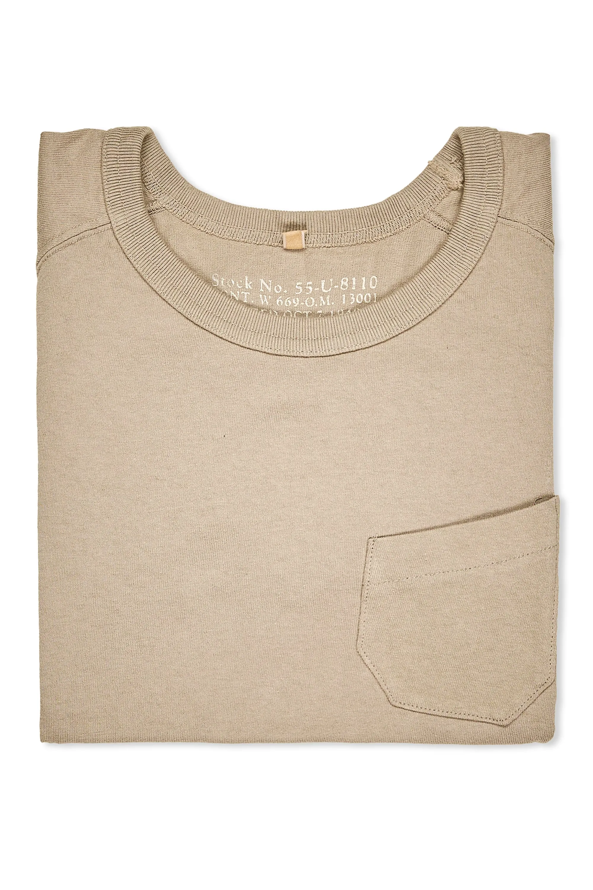 Tailored Cut Premium Pima Cotton Nigel Cabourn Ladies Greige New Basic Pocket T-Shirt