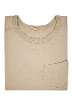 Tailored Cut Premium Pima Cotton Nigel Cabourn Ladies Greige New Basic Pocket T-Shirt