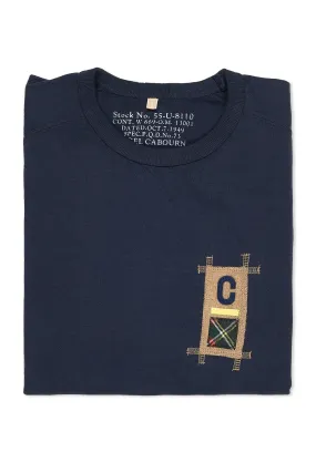 high-low hem wrinkle free Nigel Cabourn Ladies Navy Badges Cotton Long T-Shirt