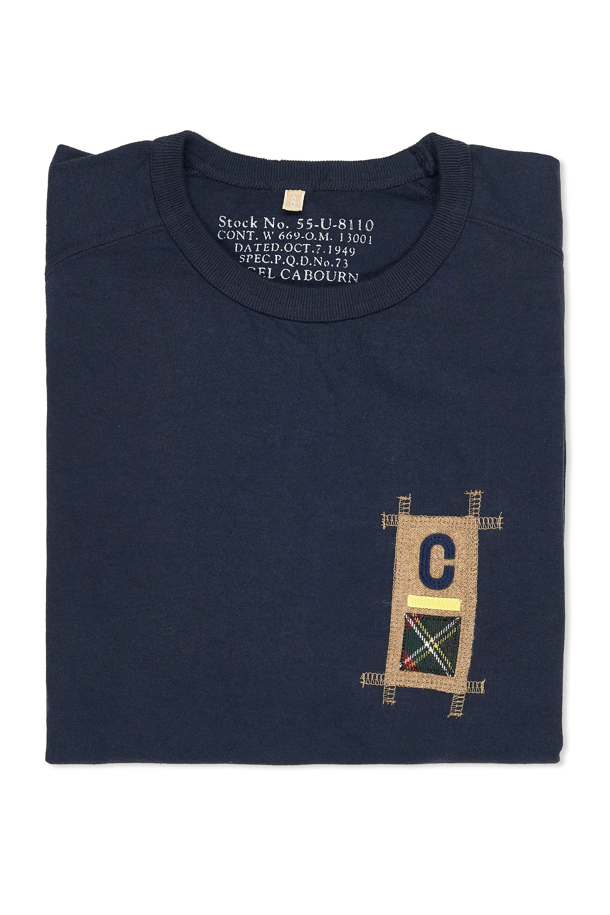 high-low hem wrinkle free Nigel Cabourn Ladies Navy Badges Cotton Long T-Shirt