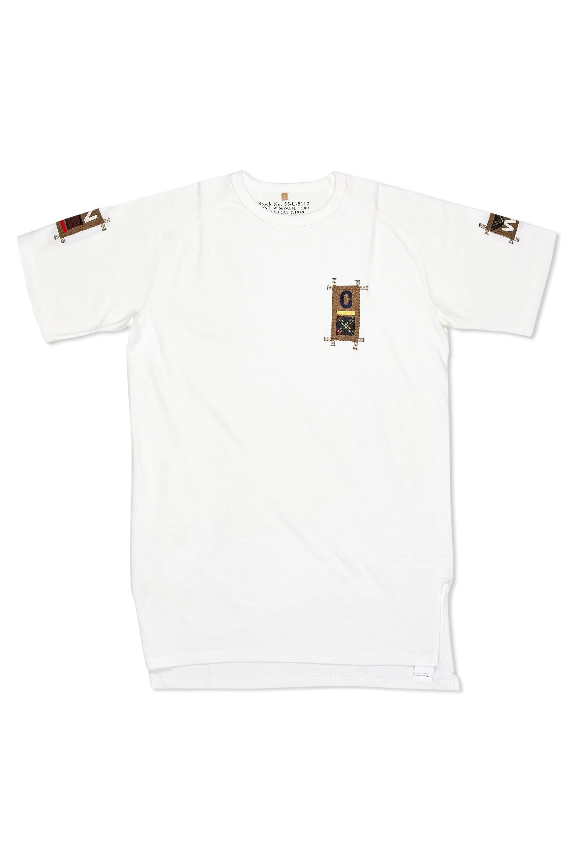 Easy Styling Polished Look Nigel Cabourn Ladies Off White Badges Cotton Long T-Shirt