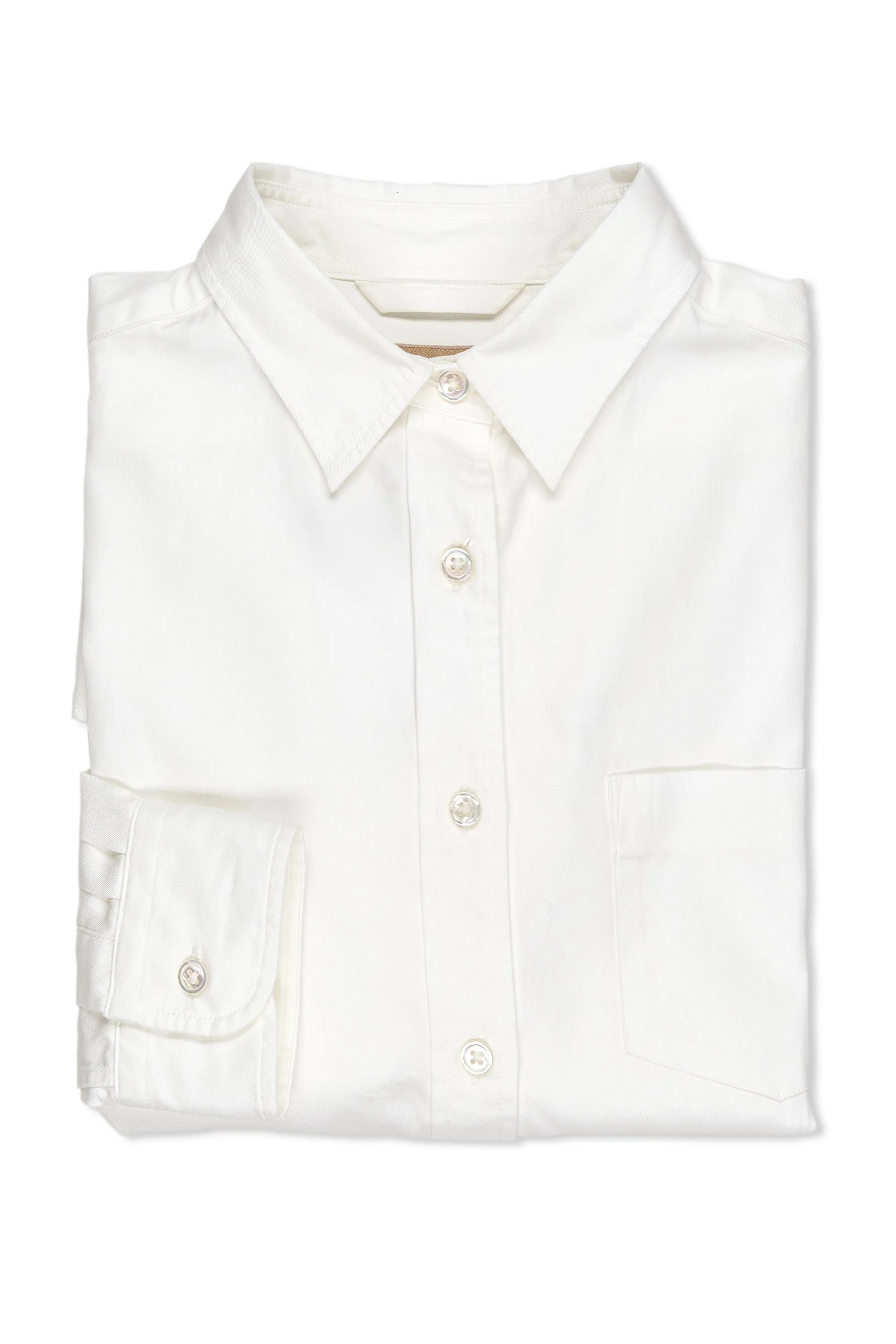 Nigel Cabourn Ladies White Classic British Officers Shirt Hidden Placket