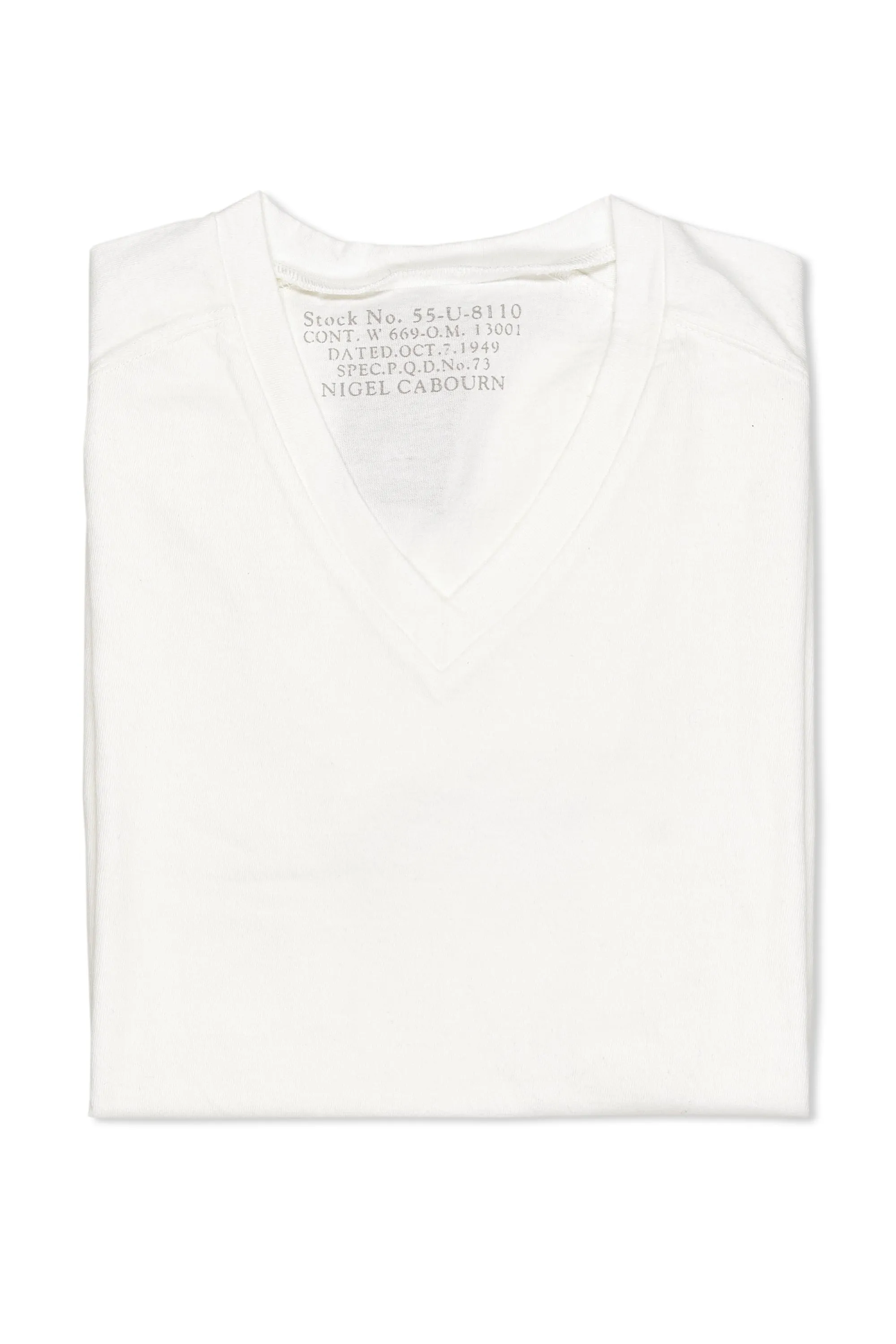 Nigel Cabourn Ladies White V-Neck T-Shirt Smart Layering