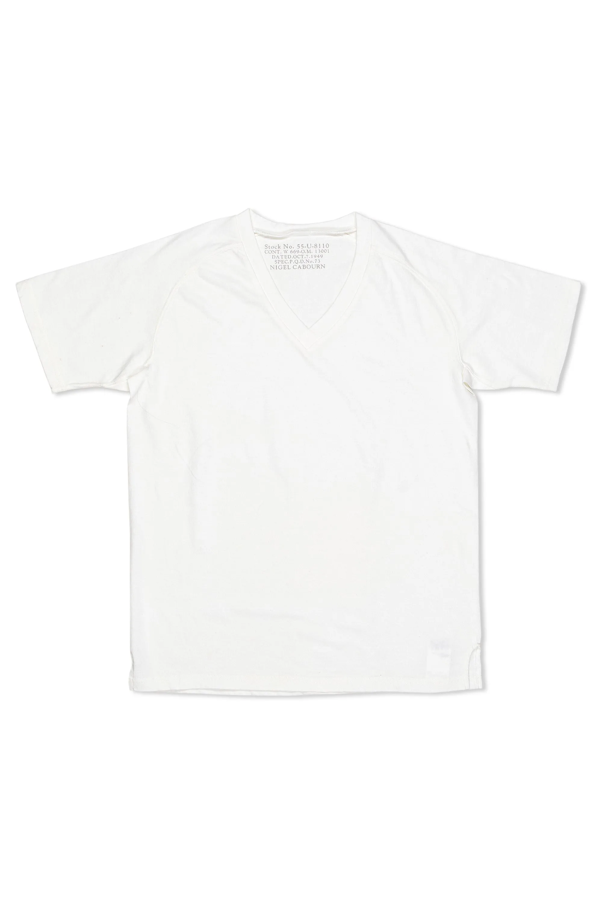 Multipocket Style Nigel Cabourn Ladies White V-Neck T-Shirt